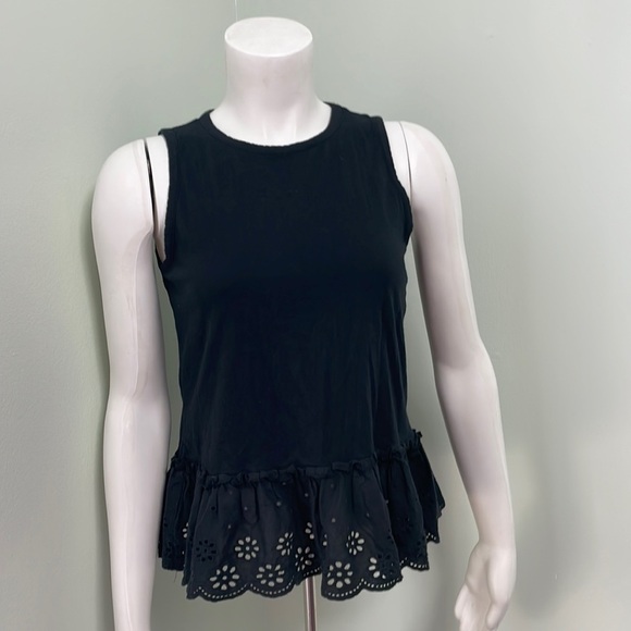 J. Crew Black Eyelet Hem Tank size XS - Picture 1 of 5